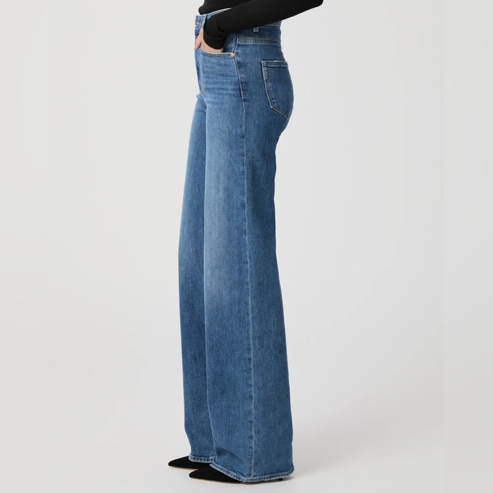 NWT Paige Sasha high-rise, wide leg jeans, medium wash 29β anthro Evereve - Picture 11 of 11